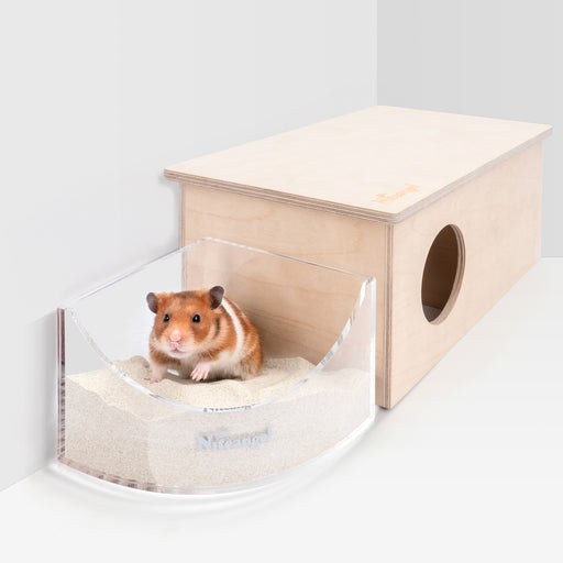 Niteangel Small Animal Sand-Bath Box - Acrylic Critter's Sand Bath Shower Room & Digging Sand Container for Hamsters Mice Lemming Gerbils or Other Small Pets