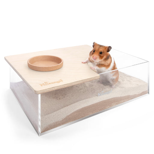 Niteangel Small Animal Sand-Bath Box - Acrylic Critter's Sand Bath Shower Room & Digging Sand Container for Hamsters Mice Lemming Gerbils or Other Small Pets