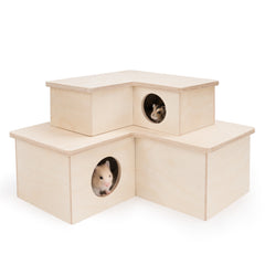 Niteangel Wooden 3-Chamber 2-Chamber Hideout for Dwarf and Syrian Hamsters