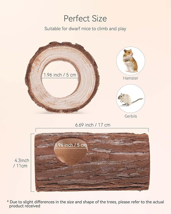 Niteangel Natural Wooden Hamster Mouse Tunnel Tube Toy Forest Hollow Tree Trunk