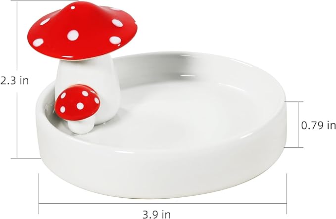 Niteangel Ceramic Hamster Habitat Hideout (Mushroom-Shaped Feeding & Water Bowls)