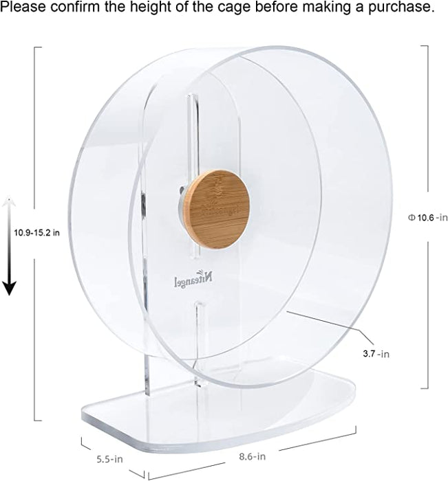 Niteangel Silent Hamster Exercise Wheel: Dual-Bearing Quiet Spinning Acrylic Hamster Running Wheel for Dwarf Hamster Gerbils Mice Degus Or Other Small Animals