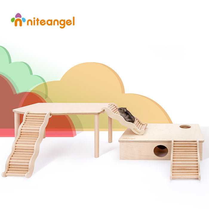 Niteangel Hamster Climbing Toy Wooden Ladder Bridge for Hamsters Gerbils Mice and Small Animals