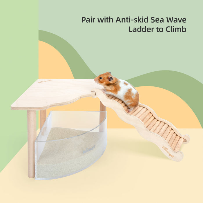 Niteangel Hamster Play Wooden Platform for Dwarf Syrian Hamsters Gerbils Mice Degus or Other Small Pets (Triangle)