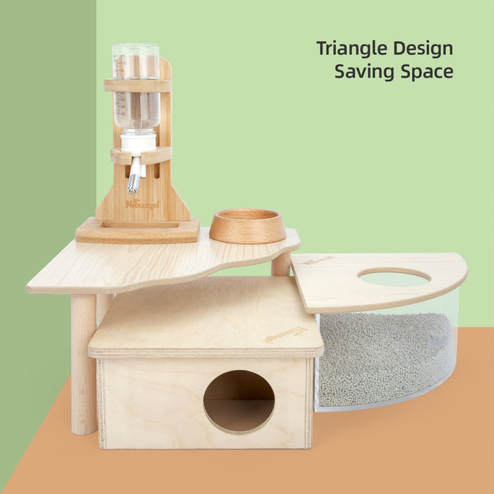 Niteangel Hamster Play Wooden Platform for Dwarf Syrian Hamsters Gerbils Mice Degus or Other Small Pets (Triangle)