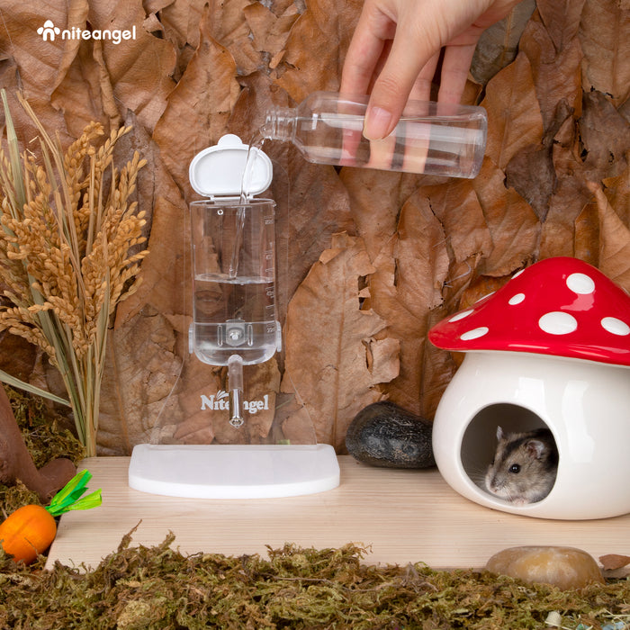 Niteangel 80ml Hamster Water Bottle W/ Stand | Gerbil Water Feeder Dispenser for Small-Sized Pets Like Hamster Gerbils Mice Degus Lemming Hedgehog Small-Sized Pet