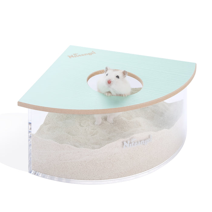 Niteangel Small Animal Sand-Bath Box - Acrylic Critter's Sand Bath Shower Room & Digging Sand Container for Hamsters Mice Lemming Gerbils or Other Small Pets