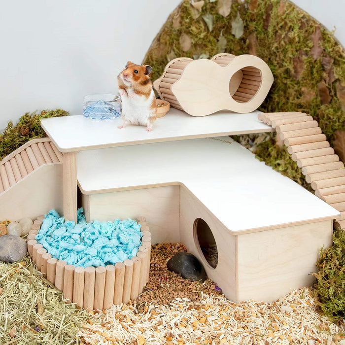 Niteangel Hamster Play Wooden Platform for Dwarf Syrian Hamsters Gerbils Mice Degus or Other Small Pets