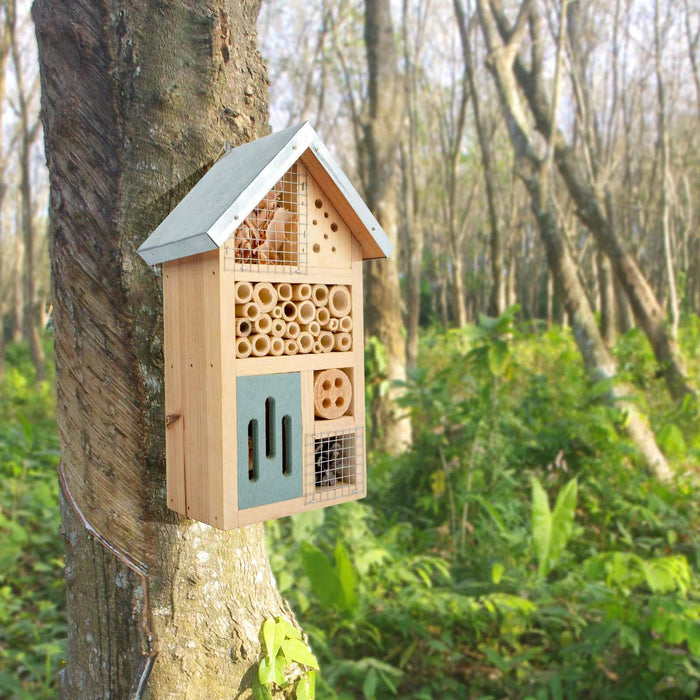 Niteangel Natural Wooden Insect Hotel, Garden Insect House for Ladybugs, lacewings, Butterfly, Bee, Bug