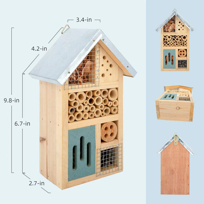 Niteangel Natural Wooden Insect Hotel, Garden Insect House for Ladybugs, lacewings, Butterfly, Bee, Bug