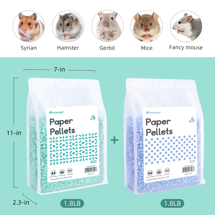 Niteangel Hamster Paper Pellets Bedding: - for Syrian Dwarf Hamsters Gerbils Mice Mouse Lemming Degus or Other Small-Sized Pets