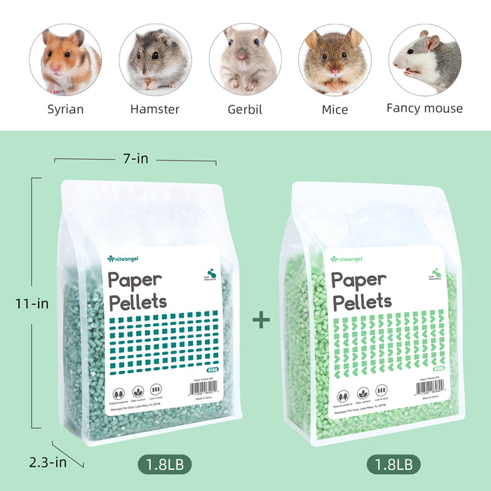 Niteangel Hamster Paper Pellets Bedding: - for Syrian Dwarf Hamsters Gerbils Mice Mouse Lemming Degus or Other Small-Sized Pets