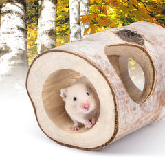 Niteangel Natural Birch Hideout with Tree Holes for Syrian and Dwarf Hamster