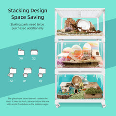 Niteangel Stacker Series Hamster Cage: - Stackable & Large Glass Terrarium (ca. 558 Sq In) for Hamster or other Small-sized Pets