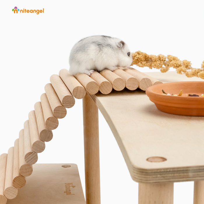Niteangel Hamster Climbing Ladder Wooden Suspension Bridge for Small Animals