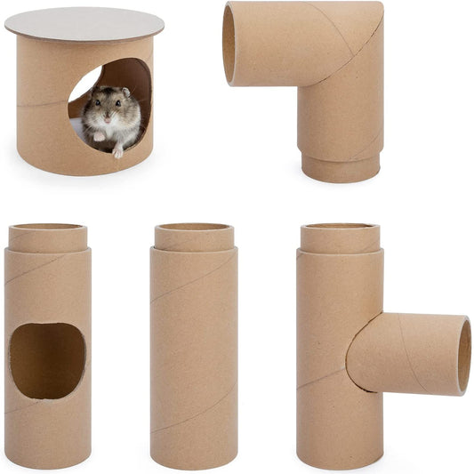Niteangel Hamster Cardboard Paper Tunnel Set - DIY & Build Unique Tube Burrow as Hideout for Small Sized Animals Like Hamsters Mouse Gerbils Mice