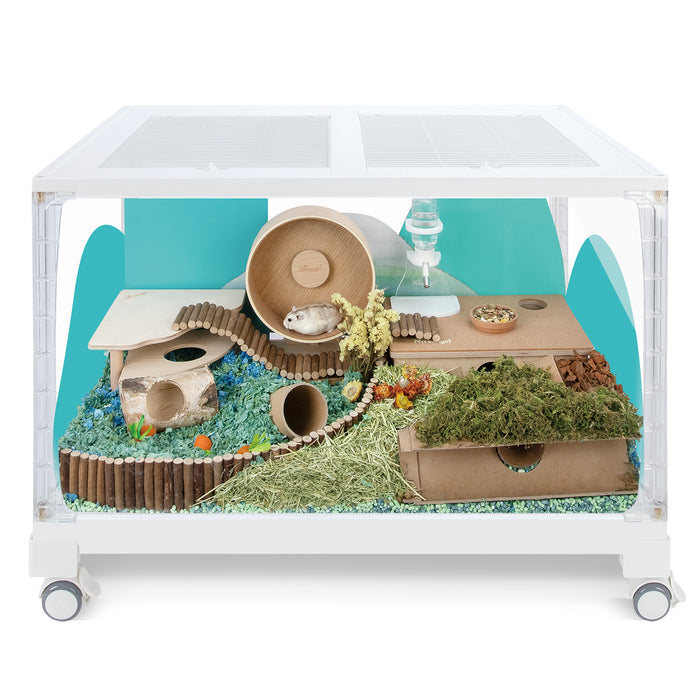 Niteangel Stacker Series Hamster Cage: - Stackable & Large Glass Terrarium (ca. 558 Sq In) for Hamster  or other Small-sized Pets