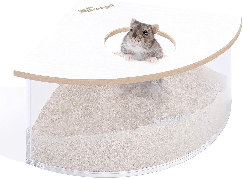 Niteangel Small Animal Sand-Bath Box - Acrylic Critter's Sand Bath Shower Room & Digging Sand Container for Hamsters Mice Lemming Gerbils or Other Small Pets