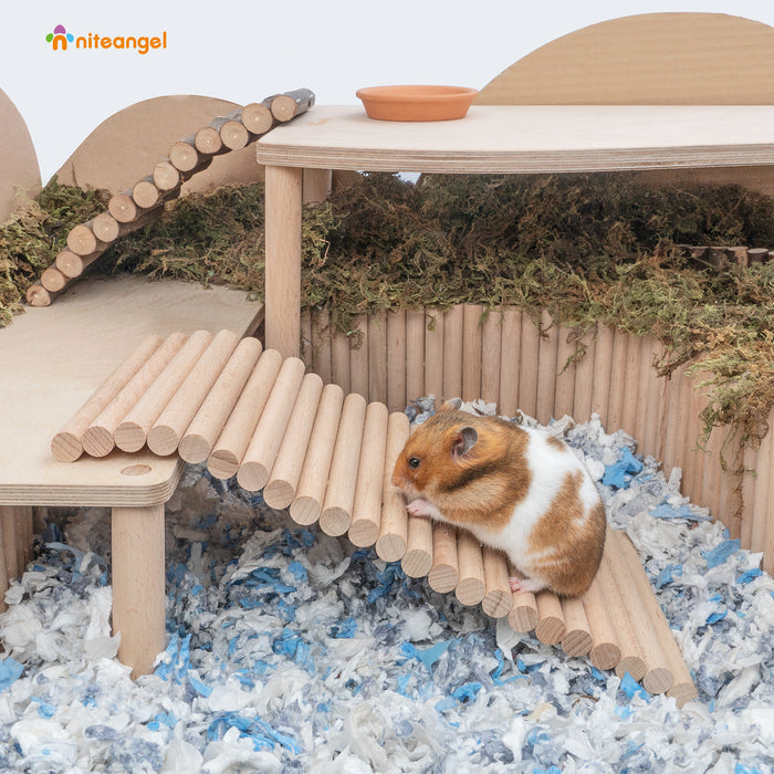 Niteangel Hamster Climbing Ladder Wooden Suspension Bridge for Small Animals