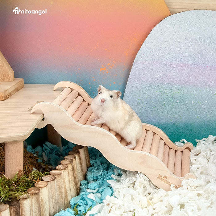 Niteangel Hamster Climbing Toy Wooden Ladder Bridge for Hamsters Gerbils Mice and Small Animals