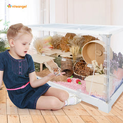Niteangel Stacker Series Hamster Cage: - Stackable & Large Glass Terrarium (ca. 558 Sq In) for Hamster or other Small-sized Pets