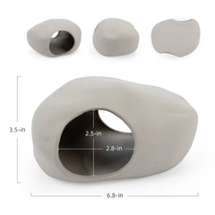 Niteangel Ceramic Hamster Habitat Hideout: Hideaway House for Syrian Dwarf Hamster Mice Gerbils Lemmings or Other Similar-Sized Small Pet (Stone-Shaped)