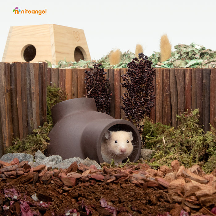 Niteangel Ceramic Hamster Tunnel & Tubes Hideout: for Dwarf Robo Syrian Hamsters Mice Rats or Other Small Animals