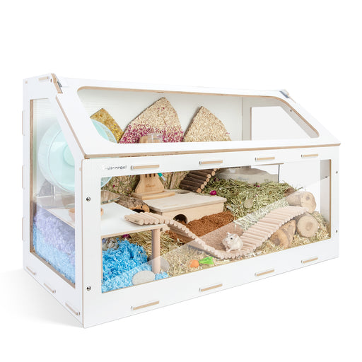 Niteangel Vista Hamster Cage W/ Oblique Opening - MDF Aspen Small Animal Cage for Syrian Dwarf Hamsters Degus Mice or Other Similar-Sized Pets