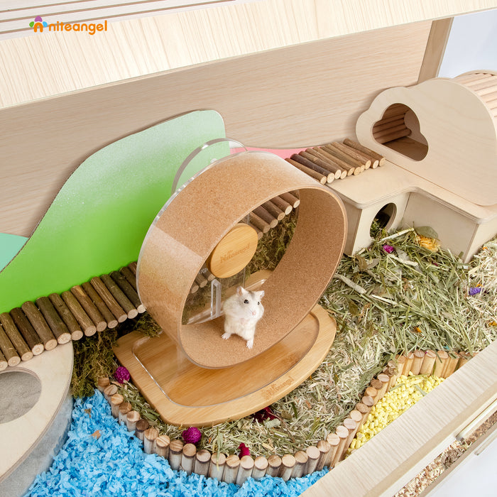 Niteangel Vista Hamster Cage W/ Oblique Opening - MDF Aspen Small Animal Cage for Syrian Dwarf Hamsters Degus Mice or Other Similar-Sized Pets