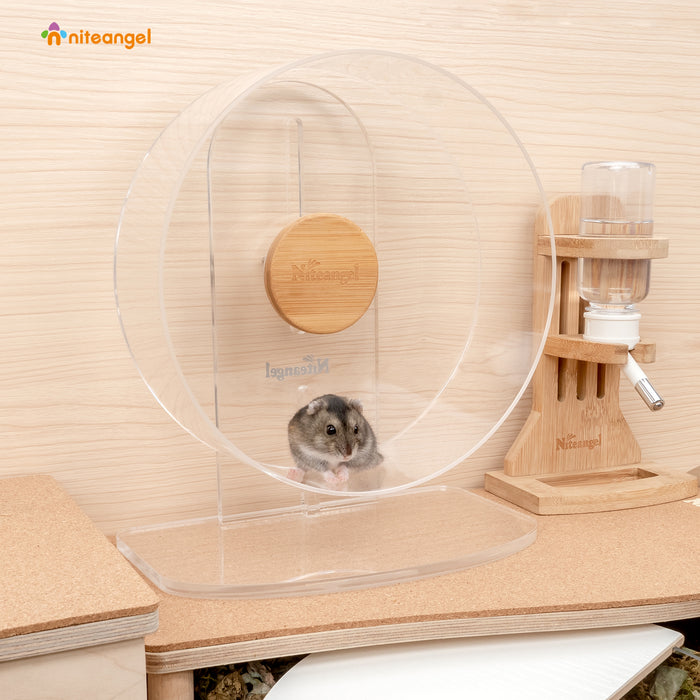 Niteangel Silent Hamster Exercise Wheel: Dual-Bearing Quiet Spinning Acrylic Hamster Running Wheel for Dwarf Hamster Gerbils Mice Degus Or Other Small Animals