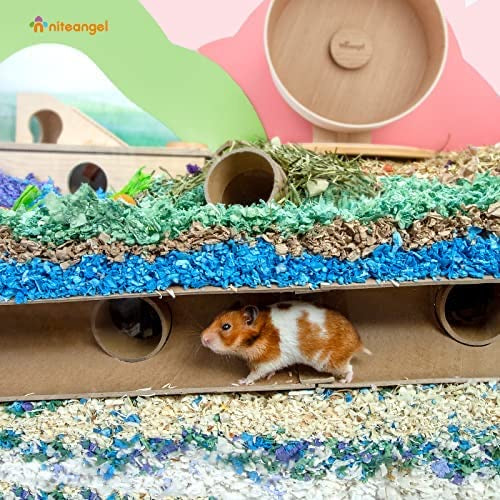 Niteangel Hamster Cardboard Paper Tunnel Set - DIY & Build Unique Tube Burrow as Hideout for Small Sized Animals Like Hamsters Mouse Gerbils Mice