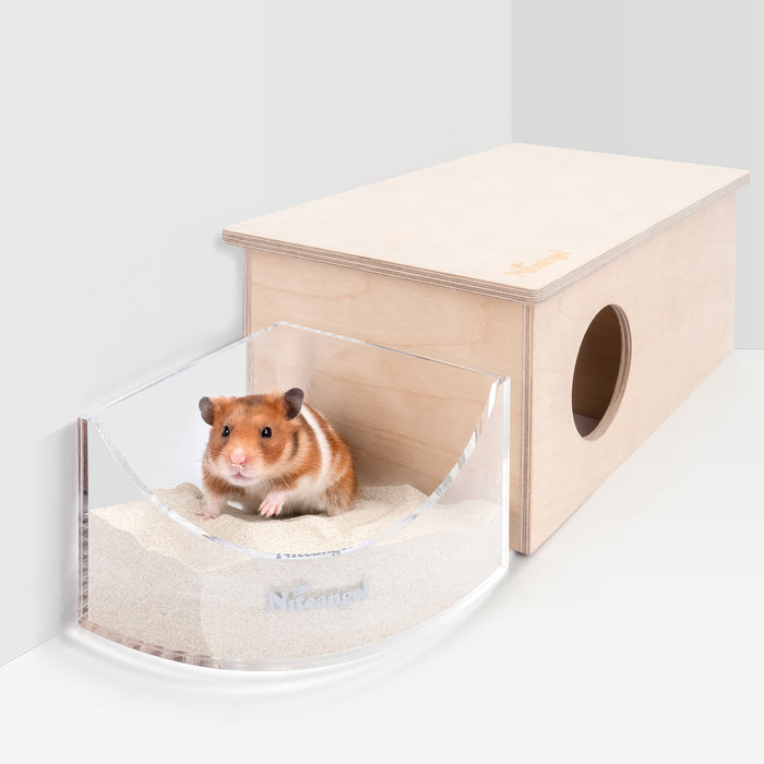 Niteangel Small Animal Sand-Bath Box - Acrylic Critter's Sand Bath Shower Room & Digging Sand Container for Hamsters Mice Lemming Gerbils or Other Small Pets