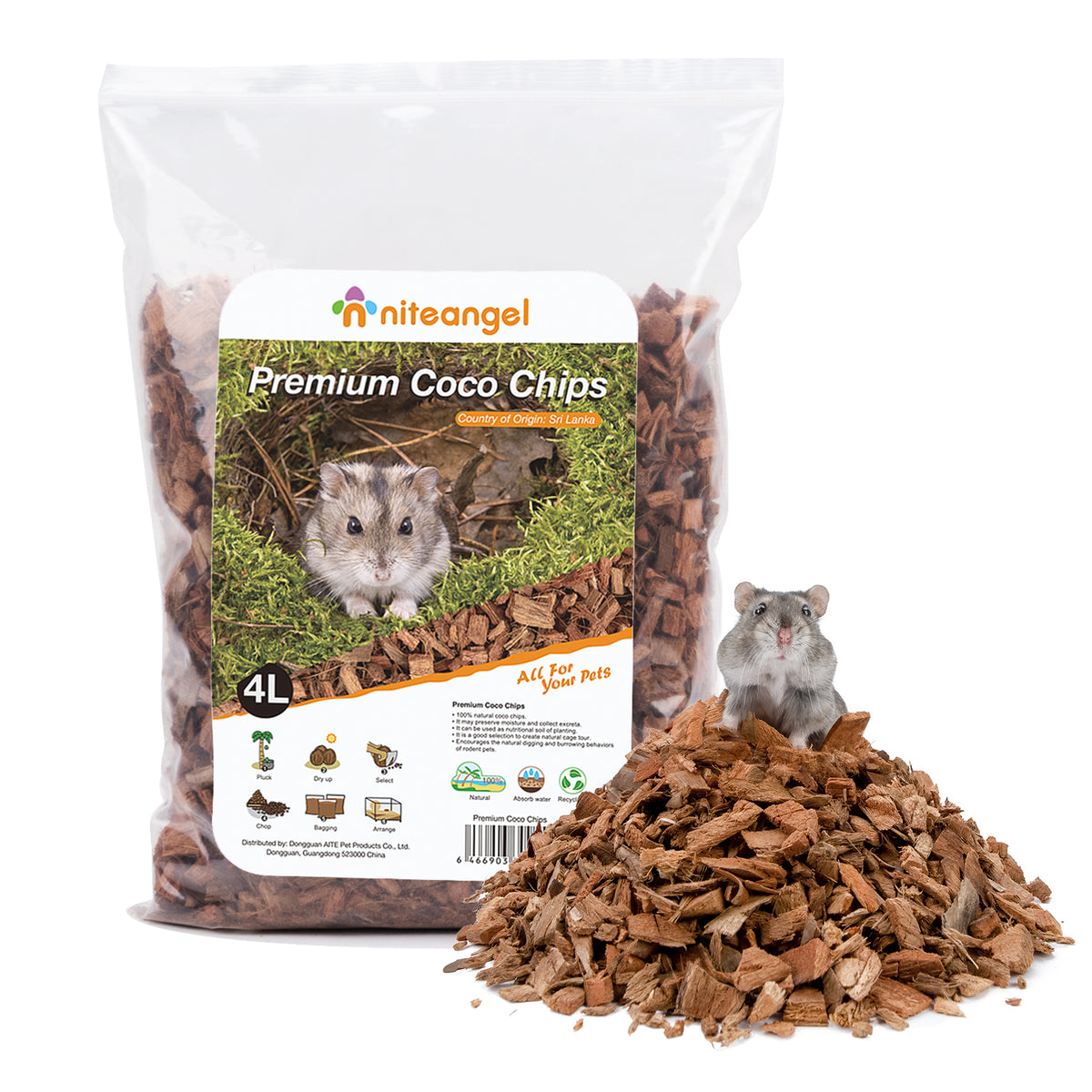 Niteangel Coco Chips/Peat Dry Digging & Burrowing Base for Rodent Pets