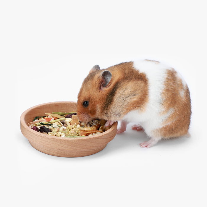 Niteangel Natural Wooden Food Source for Hamsters Beech Wood Bowl