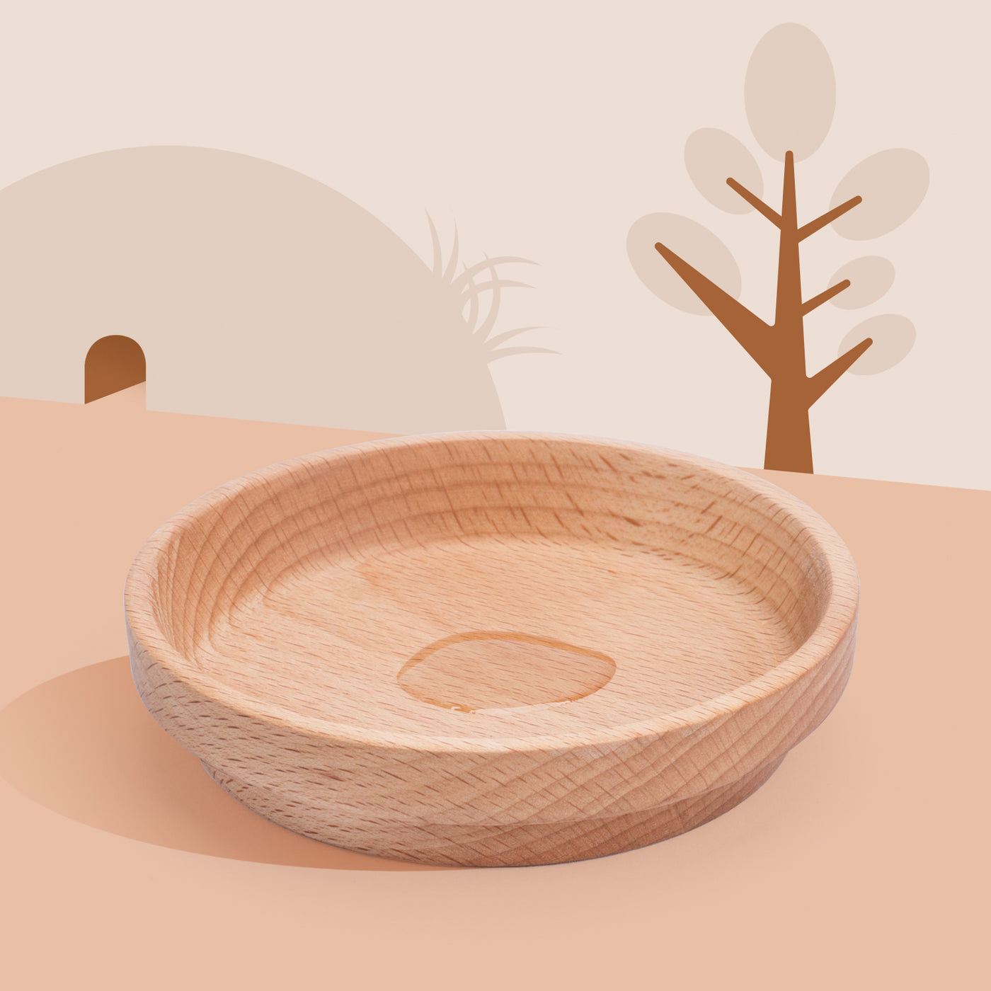 Niteangel Natural Wooden Food Source for Hamsters Beech Wood Bowl