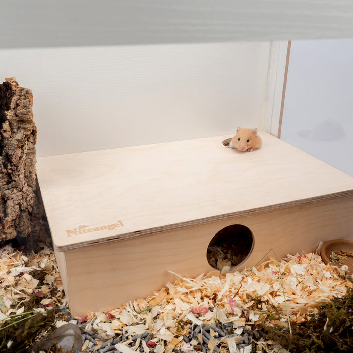 Niteangel Large Wooden Multi-Chamber Hideout for Dwarf and Syrian Hamsters