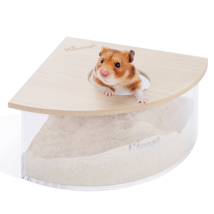 Niteangel Small Animal Sand-Bath Box - Acrylic Critter's Sand Bath Shower Room & Digging Sand Container for Hamsters Mice Lemming Gerbils or Other Small Pets