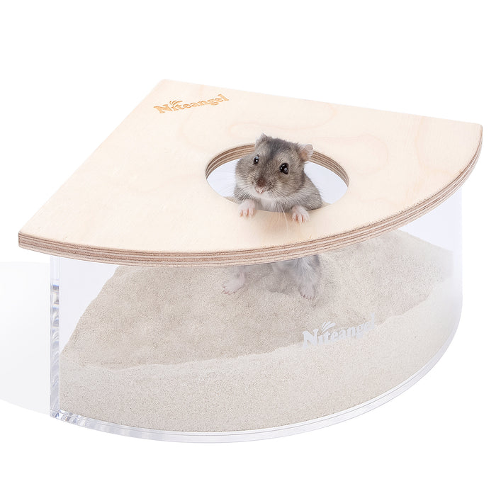 Niteangel Small Animal Sand-Bath Box - Acrylic Critter's Sand Bath Shower Room & Digging Sand Container for Hamsters Mice Lemming Gerbils or Other Small Pets