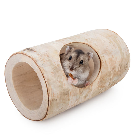 Niteangel Natural Birch Hideout with Tree Holes for Syrian and Dwarf Hamster