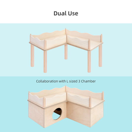 Niteangel Hamster Play Wooden Platform & Multi-Chamber Series Maze Fence for Dwarf Syrian Hamsters Gerbils Mice Degus or Other Small Pets