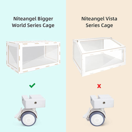 Niteangel Supplement Cage Wheels - Fits for Niteangel Bigger World - MDF Aspen Hamster Cage to Move Your Hamster Cage Simply