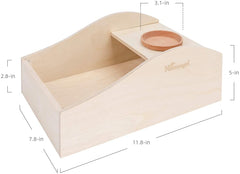 Niteangel Large Wooden Sand Bath with Hideout and Food Bowl for Hamsters