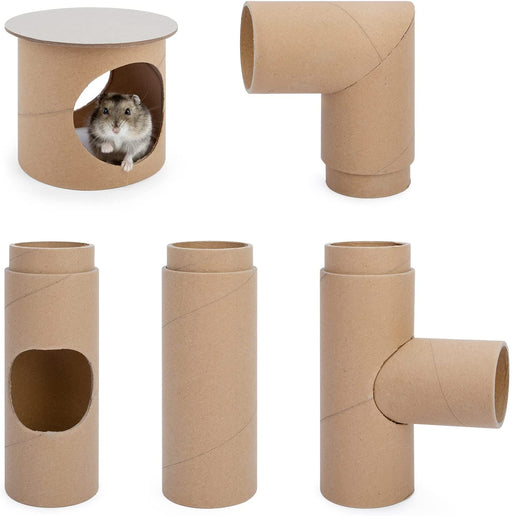 Niteangel Hamster Cardboard Paper Tunnel Set - DIY & Build Unique Tube Burrow as Hideout for Small Sized Animals Like Hamsters Mouse Gerbils Mice