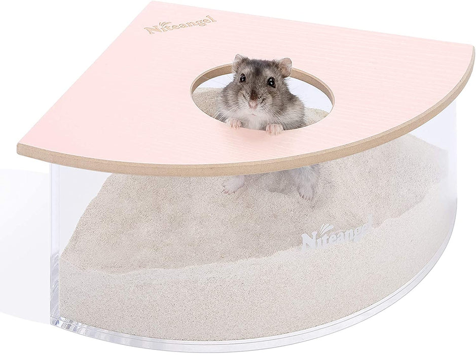 Niteangel Small Animal Sand-Bath Box - Acrylic Critter's Sand Bath Shower Room & Digging Sand Container for Hamsters Mice Lemming Gerbils or Other Small Pets