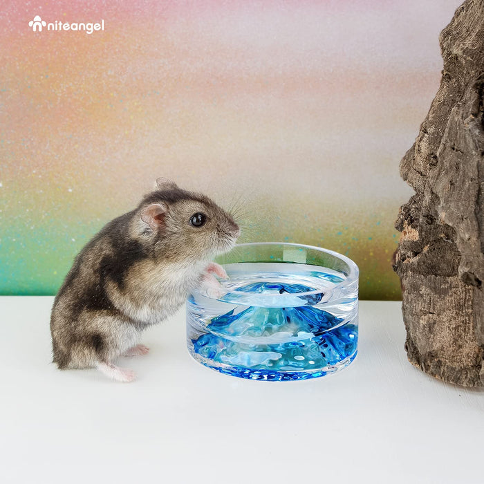 Niteangel Hamster Feeding & Water Bowls - Small Animal Glass Drinking Bowls for Dwarf Syrian Hamsters Gerbils Mice Rats or Other Similar-Sized Small Pets