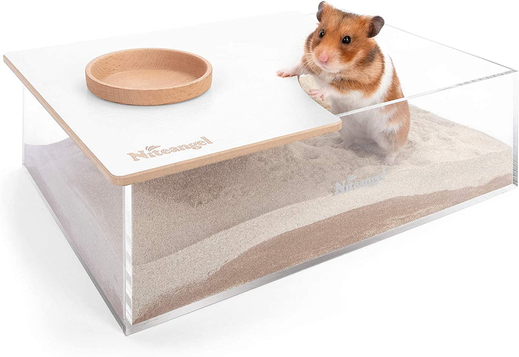 Niteangel Small Animal Sand-Bath Box - Acrylic Critter's Sand Bath Shower Room & Digging Sand Container for Hamsters Mice Lemming Gerbils or Other Small Pets