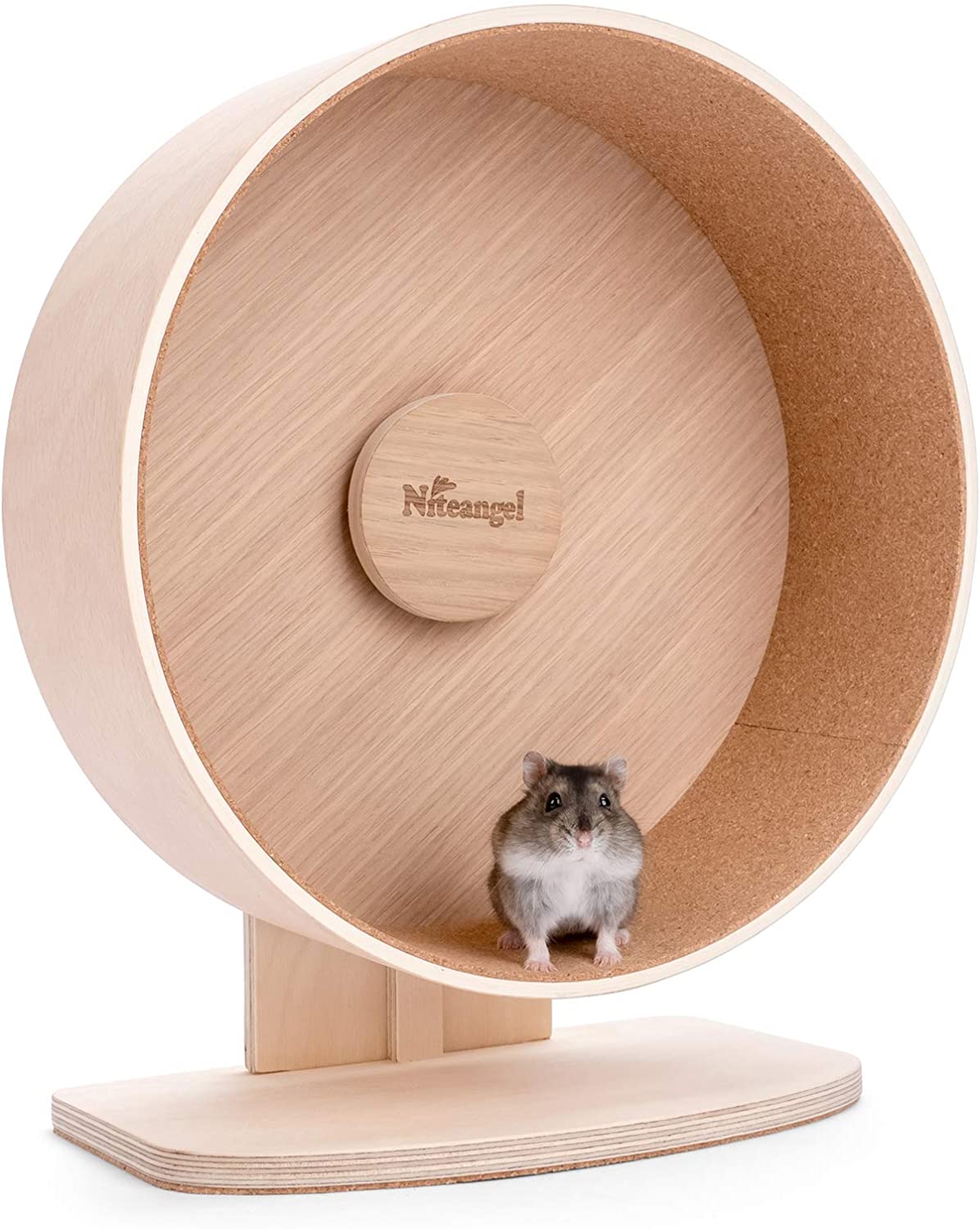 Niteangel Wooden Hamster Exercise Wheel:- Silent Hamster Running Wheel for Hamsters Gerbil Mice and Other Similar-Sized Small Pets