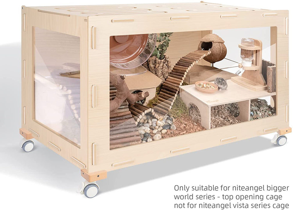 Niteangel Supplement Cage Wheels Fits for Niteangel Bigger World MDF Aspen Hamster Cage to Move Your Hamster Cage Simply