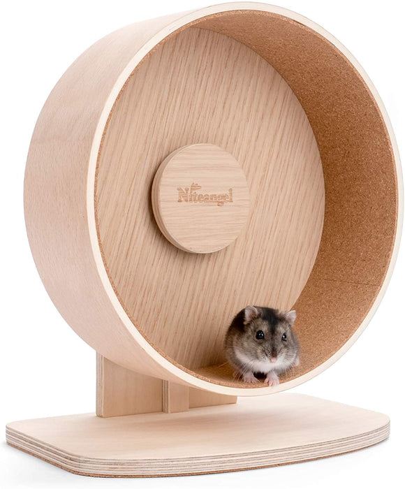 Niteangel Wooden Hamster Exercise Wheel:- Silent Hamster Running Wheel for Hamsters Gerbil Mice and Other Similar-Sized Small Pets