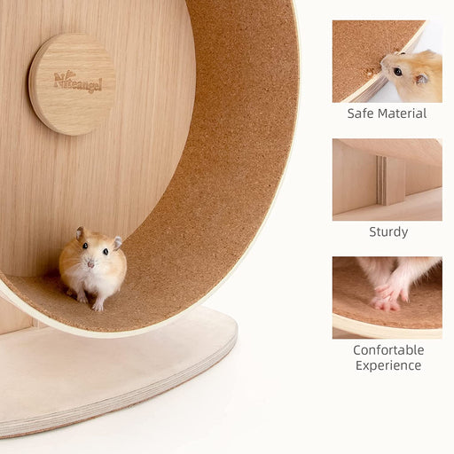 Niteangel Wooden Hamster Exercise Wheel:- Silent Hamster Running Wheel for Hamsters Gerbil Mice and Other Similar-Sized Small Pets